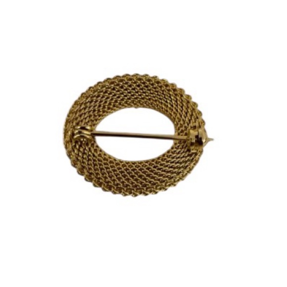 Vintage Mesh Gold Tone Brooch - Picture 4 of 4